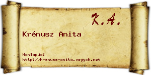 Krénusz Anita névjegykártya